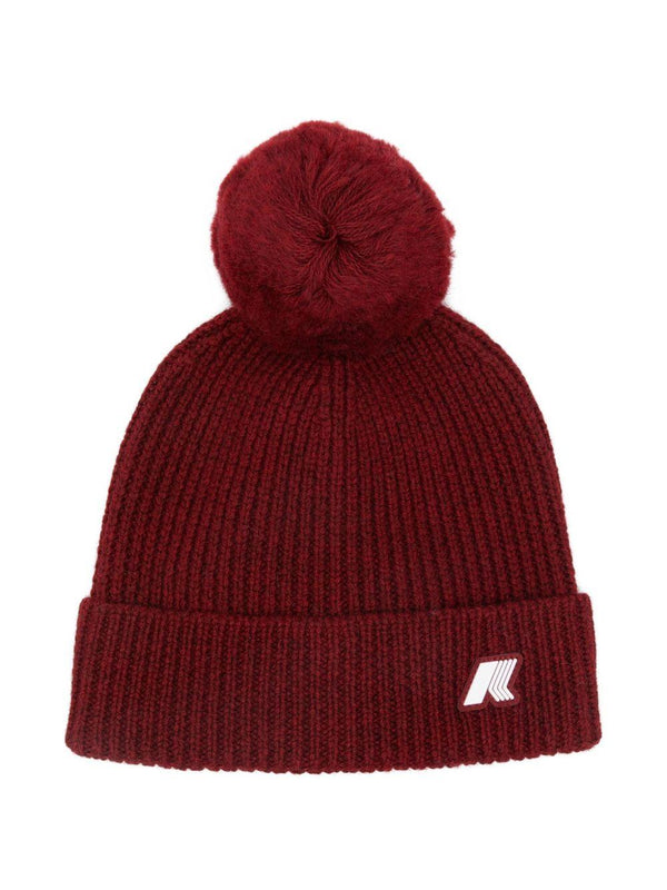 Berretto per bambina K-Way Kids rosso con pompon a coste