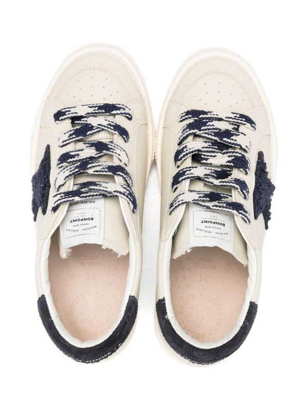 Sneakers per bambino Golden Goose Kids beige con lacci e applicazione a stella