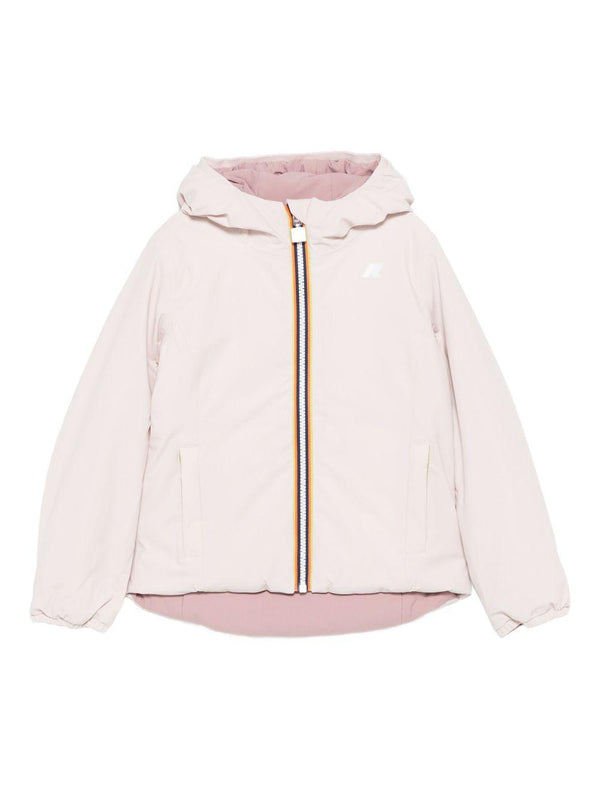 Giubbino per bambina K-Way Kids rosa con cappuccio classico