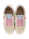 Sneakers per bambina Golden Goose Kids beige stringate in pelle scamosciata
