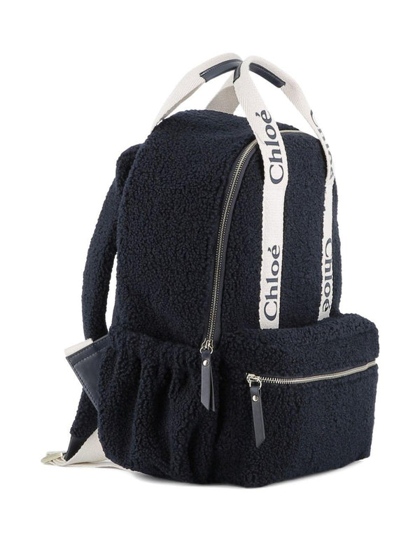 Zaino per bambina Chloé Kids blu con spalline con logo ricamato