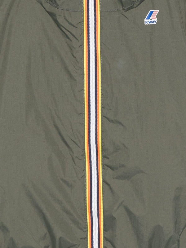 Giacca per bambino K Way Kids Le Vrai verde con dettagli a righe