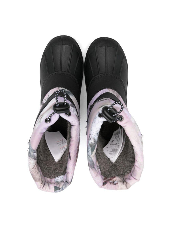 Stivali per bambino Molo nero con inserti azzurri e pelliccia interna