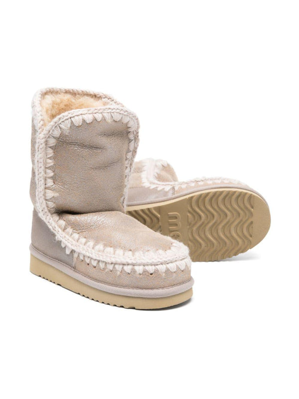 Stivaletti Eskimo per bambina Mou Kids beige con effetto metalizzato