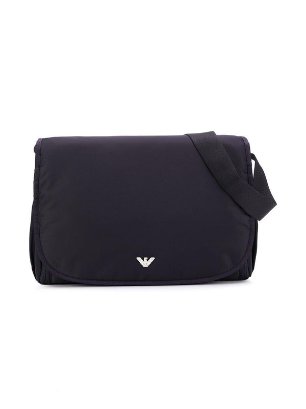 Borsa fasciatoio per neonati Emporio Armani Kids blu con logo argento