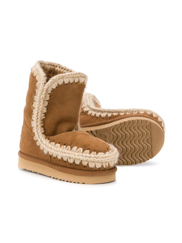 Stivali Eskimo per bambina Mou Kids beige con soletta con logo