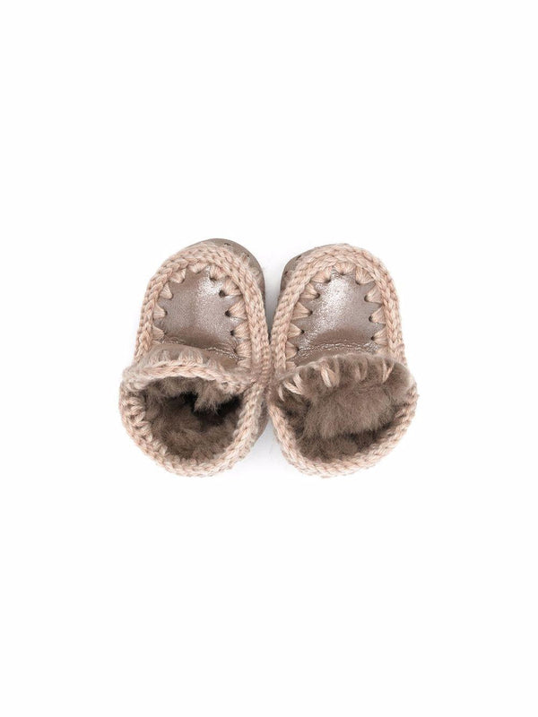 Stivali Eskimo per neonati Mou Kids beige con effetto metallizzato