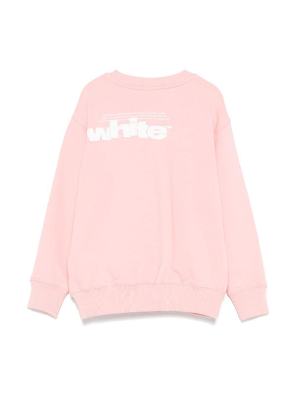 Felpa con stampa logo per bambina Off-White Kids rosa con polsini a coste