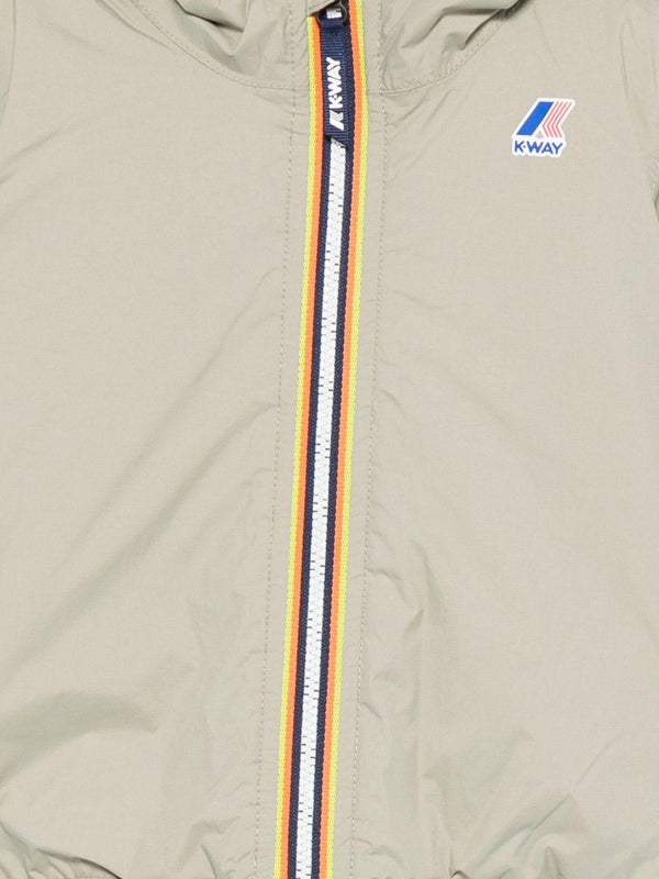 Giacca per neonati K Way Kids verde con cappuccio e zip frontale