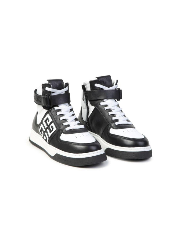 Sneakers alte per bambino Givenchy Kids bianco e nero con motivo 4G