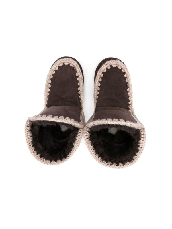 Stivali eskimo con cuciture per bambina Mou Kids marrone con punta tonda