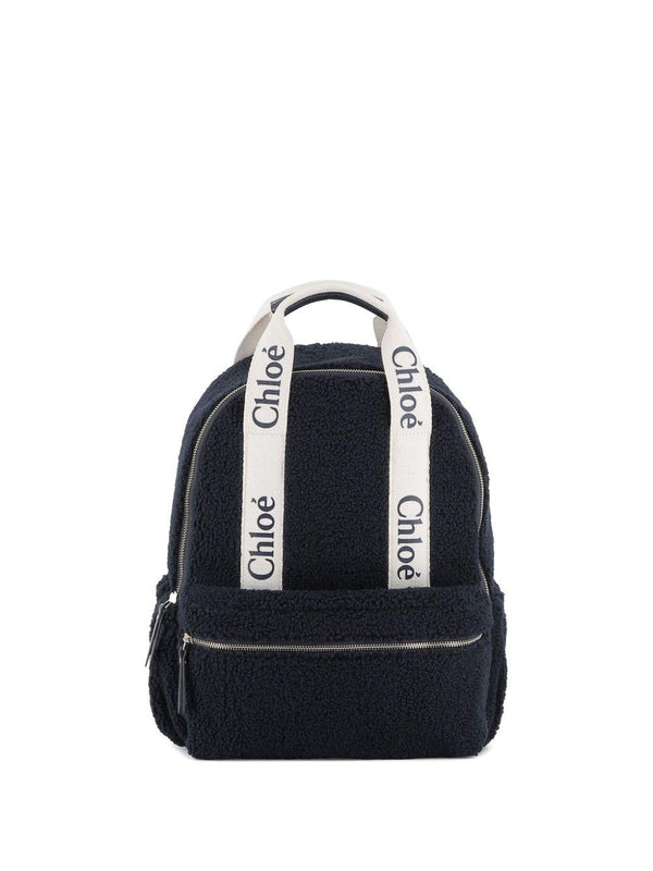 Zaino per bambina Chloé Kids blu con spalline con logo ricamato