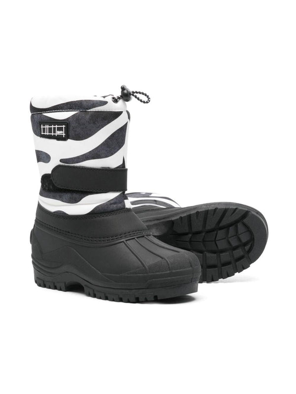 Stivali per bambino Molo nero con inserti bianchi e pelliccia interna