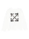 T-shirt per neonato Off-White Kids bianca con logo stampato e maniche lunghe