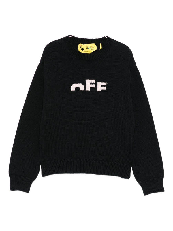 Maglione per bambina Off-White Kids nero con dettaglio logo
