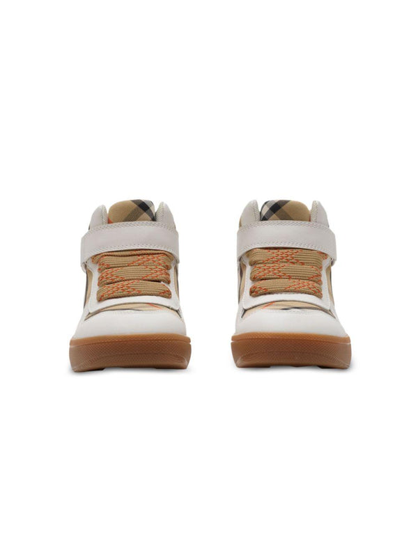 Sneakers alte per bambina Burberry Kids beige a quadri