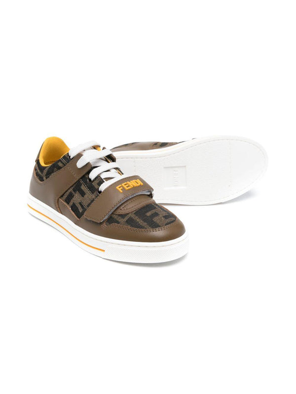Sneakers per bambino Fendi Kids marrone con monogramma FF