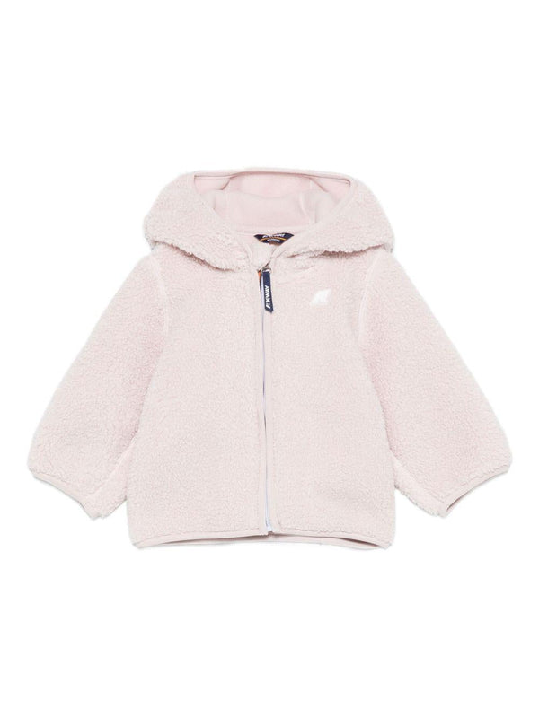 Cappotto in pelliccia sintetica per neonati K Way Kids rosa con cappuccio effetto teddy
