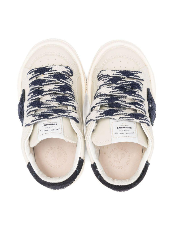 Sneakers per bambino Golden Goose Kids beige con lacci e applicazione a stella