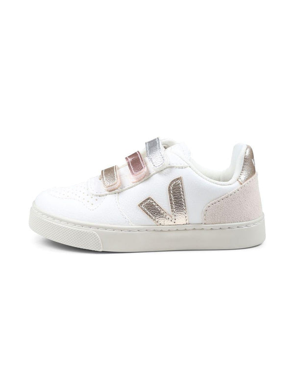 Sneakers V-10 per bambina VEJA Kids bianche con chiusura a strappo