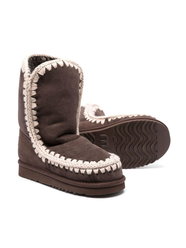 Stivali con cuciture a contrasto per bambina Mou Kids marrone con punta tonda