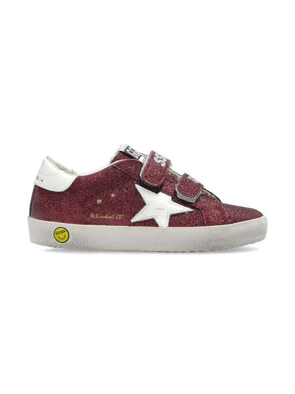 Sneakers Old School per bambina Golden Goose Kids bordeaux con chiusura a strappo