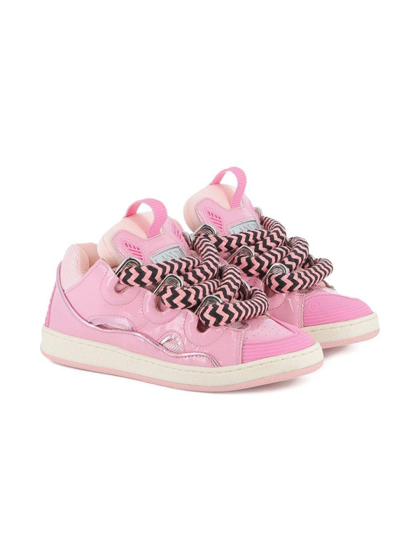 Sneakers per bambina Lanvin Enfant rosa con lacci oversize a zigzag
