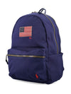 Zaino American per bambini Polo Ralph Lauren Kids blu con ricamo con logo frontale