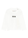 T-shirt per neonato Off-White Kids bianca con logo stampato e maniche lunghe