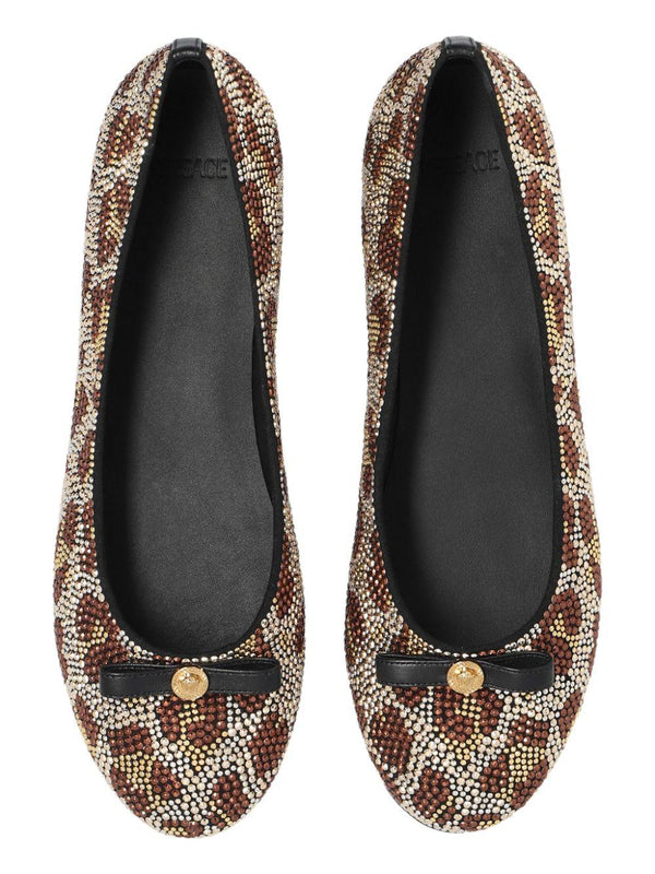 Ballerina per bambina Versace Kids marrone con motivo animalier