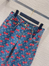 LV 25 Cherry Denim Pants Blue Cotton