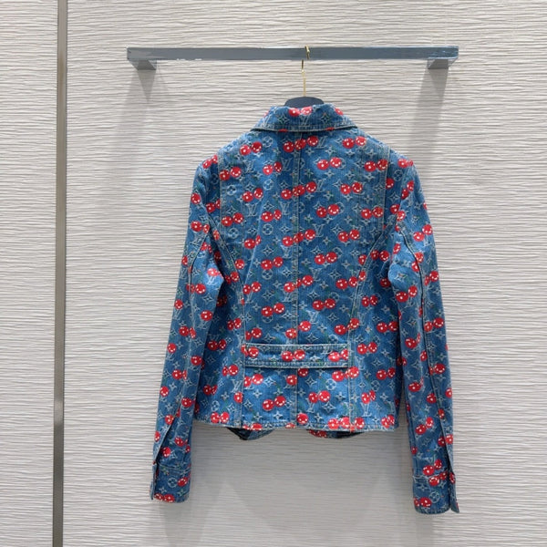 LV 25 Cherry Denim Jacket Blue Cotton