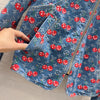 LV 25 Cherry Denim Jacket Blue Cotton