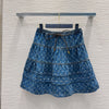 LV 25 Both Muscular Soft Denim Skirt Blue Cotton