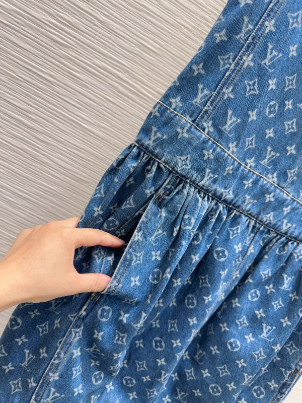 LV 25 Both Muscular Soft Denim Vest Dress Blue Cotton
