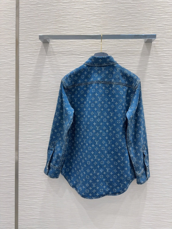 LV 25 Both Muscular Soft Denim Shirt Blue Cotton