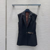 LV 25 Simple Elegant Vest Set Black Beige Poliester Wool