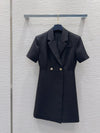 LV 25 Office Fashion Luxurious Dress Black Poliester Wool