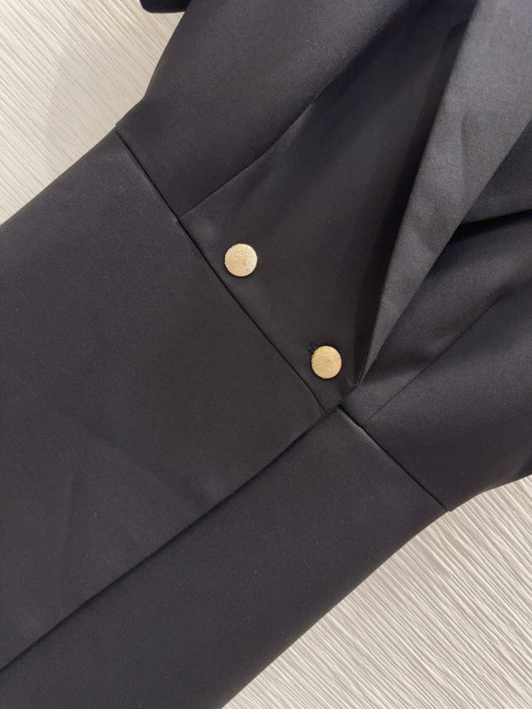 LV 25 Office Fashion Luxurious Dress Black Poliester Wool