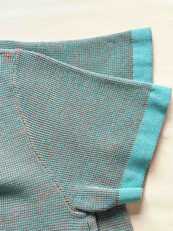 LV 25Dolphin Jacquard Short SleeveShirt Blue Sweater Knit