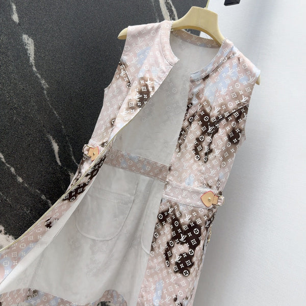 LV 25 Mononogram Gradient Print Logo Denim Vest Dress Multicolor
