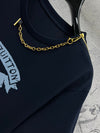 LV 25 Metal Zipper Decoration On The Left Shoulder T- Shirt Black Cotton
