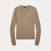 CABLE-KNIT COTTON V-NECK SWEATER