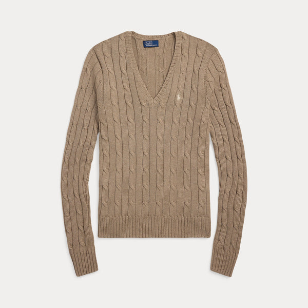 CABLE-KNIT COTTON V-NECK SWEATER