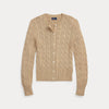 CABLE-KNIT COTTON CREWNECK CARDIGAN