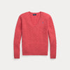 CABLE-KNIT WOOL-CASHMERE V-NECK SWEATER