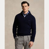 WAFFLE WOOL-COTTON QUARTER-ZIP SWEATER