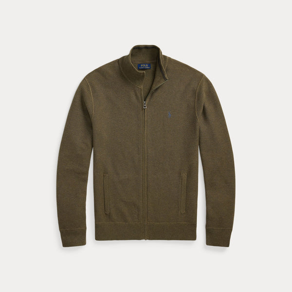 MESH-KNIT COTTON FULL-ZIP SWEATER