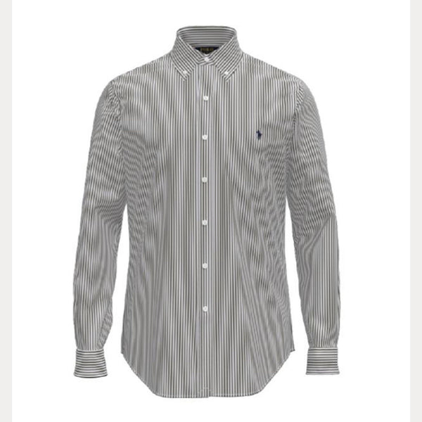 CUSTOM FIT STRIPED STRETCH POPLIN SHIRT
