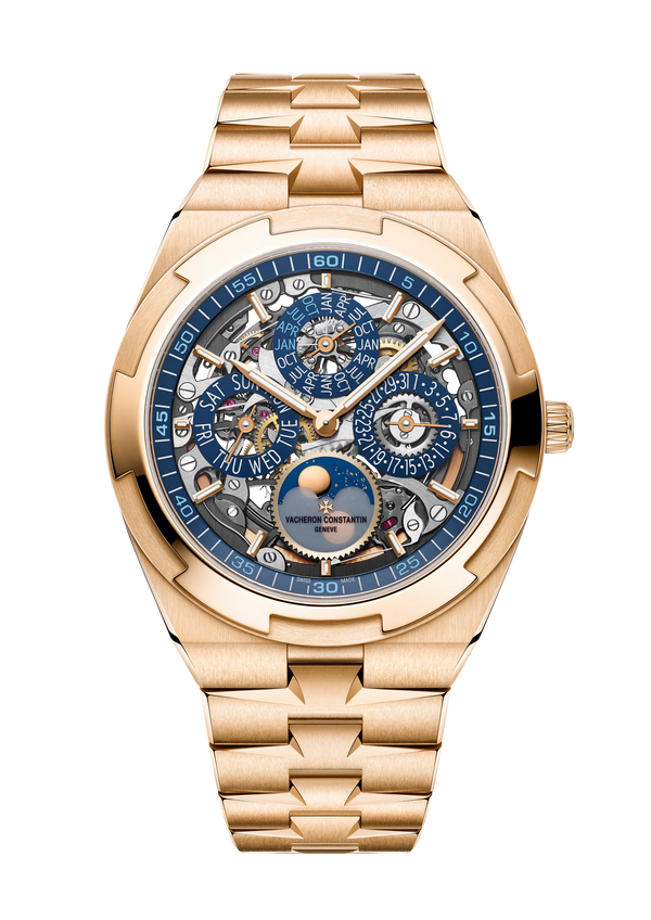 Overseas Perpetual Calendar Ultra-Thin Skeleton 41.5mm Pink Gold Automatic Watch